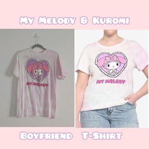 HotTopic My Melody & Kuromi Pastel Tie-Dye Boyfriend Fit Girls T-Shirt